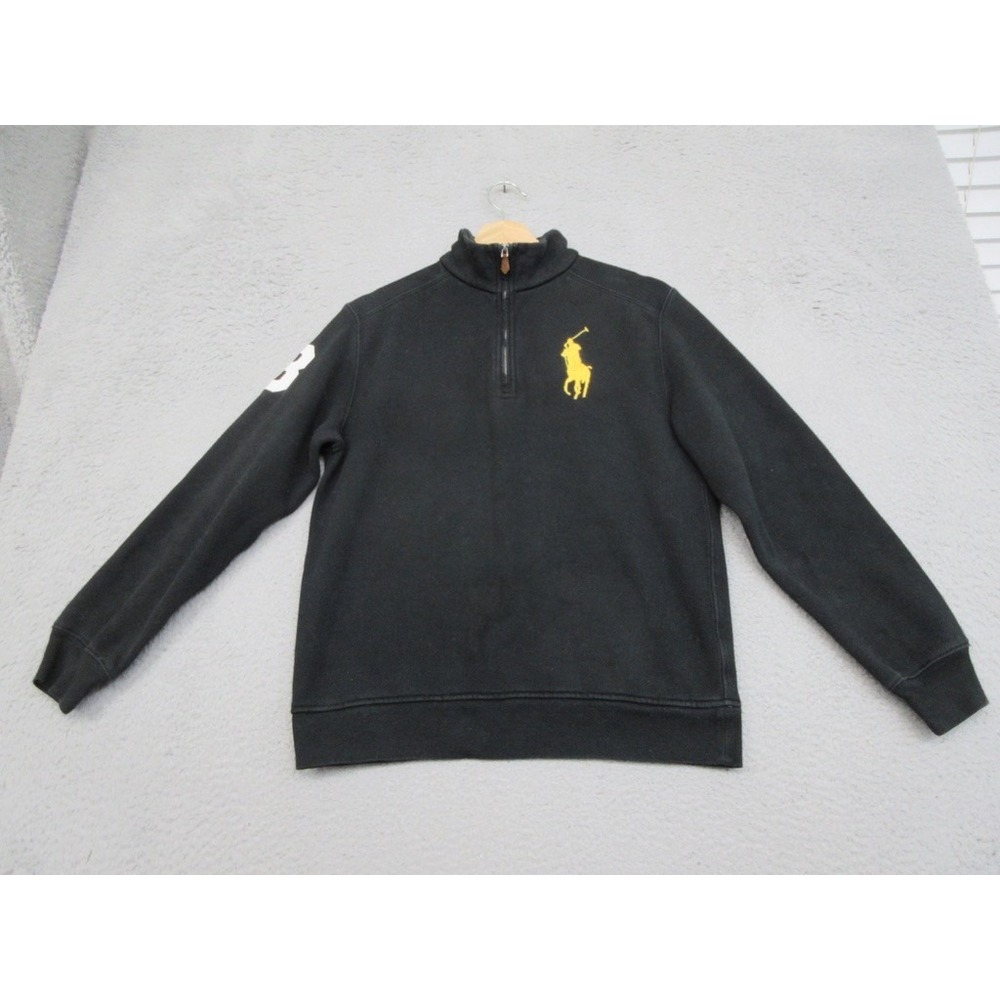 Polo Ralph Lauren Quarter Zip Boys L Black Big Pony Preppy Streetwear Heritage